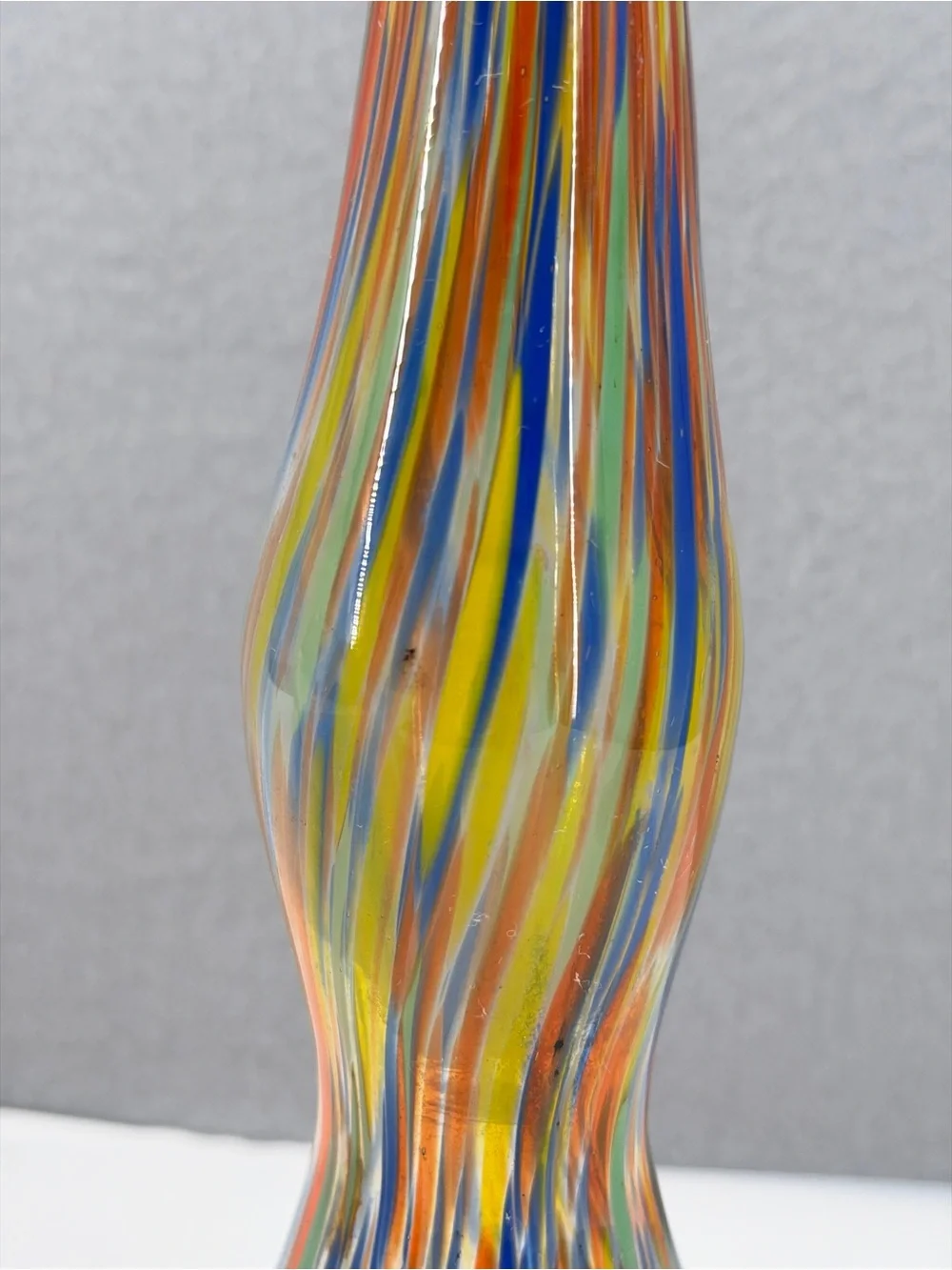 Pier 1 MultiColored Rainbow Confetti Stretch Art Glass Vase Handblown Unique 14